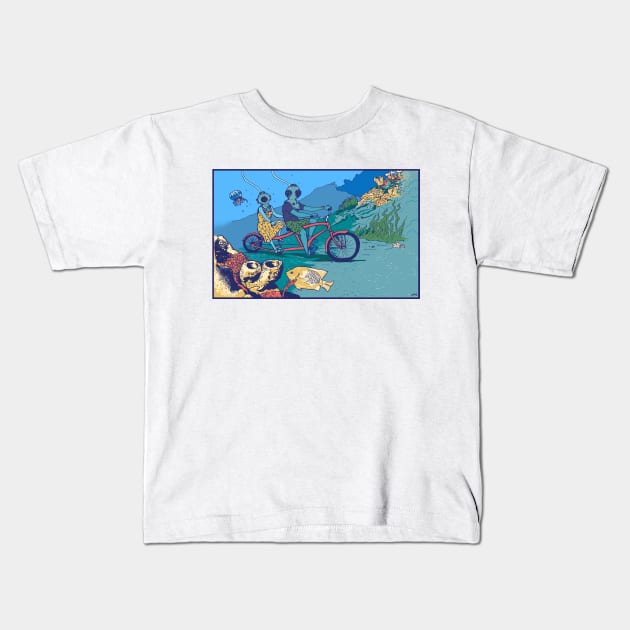 Tandem Ride Kids T-Shirt by OBSUART